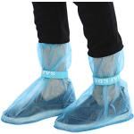 Blaue Schuhüberzieher & Regenüberschuhe durchsichtig mit Klettverschluss rutschfest für Kinder 