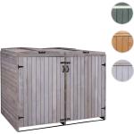 Graue Mendler 2er-Mülltonnenboxen 201l - 300l aus Massivholz mit Deckel 