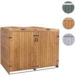Braune Mendler Nachhaltige 2er-Mülltonnenboxen 201l - 300l aus Massivholz mit Deckel 