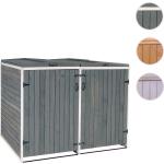 Graue Mendler Nachhaltige 2er-Mülltonnenboxen 201l - 300l aus Massivholz mit Deckel 