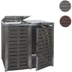 Braune Moderne Mendler 4er-Mülltonnenboxen 201l - 300l aus Edelstahl mit Deckel 