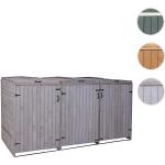 Graue Mendler 3er-Mülltonnenboxen 201l - 300l aus Massivholz mit Deckel 