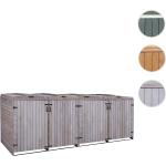 Graue Mendler 4er-Mülltonnenboxen 201l - 300l aus Massivholz mit Deckel 