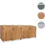 Braune Mendler 4er-Mülltonnenboxen 201l - 300l aus Massivholz mit Deckel 