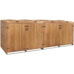 Reduzierte Braune 4er-Mülltonnenboxen 201l - 300l aus Holz 