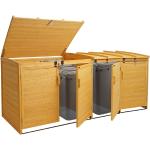 Braune MCW 4er-Mülltonnenboxen 201l - 300l aus Holz 
