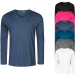 Rosa Elegante Langärmelige V-Ausschnitt T-Shirts aus Baumwolle für Herren Größe XL 