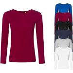 Elegante Langärmelige Rundhals-Ausschnitt T-Shirts aus Baumwolle für Damen Größe L 