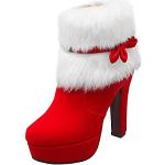 Rote Elegante High Heel Stiefeletten & High Heel Boots ohne Verschluss aus Leder Gefüttert für Damen Größe 42 für den für den Winter 
