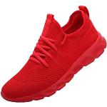 Rote Business Low Sneaker mit Strass ohne Verschluss aus Mesh atmungsaktiv für Damen Übergrößen für den für den Herbst 