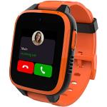 Black Friday Angebote - Orange Wasserdichte Smartwatches mit Anruf-Funktion mit LTE mit Schrittzähler für Kinder 