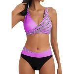 Reduzierte Violette Sexy Push Up Bikinis in 70F mit Bügel für Damen Größe XL Große Größen für den für den Sommer 