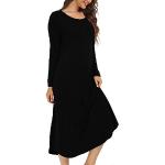 Reduzierte Schwarze Langärmelige Stillnachthemden aus Baumwolle für Damen Größe XL 