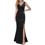 Reduzierte Schwarze Elegante Ärmellose Maxi V-Ausschnitt Lange Abendkleider für Damen Größe XXL für Brautjungfern für den für den Sommer 