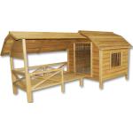 WilTec Hundehütten mit Terrasse aus Holz 