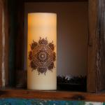 30 cm Runde LED Kerzen mit beweglicher Flamme mit Ornament-Motiv 