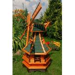 XXL Premium LED Solar Windmühle Holz grün 130 cm kugelgelagert Garten Deko 1,3m grün
