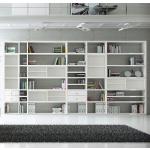 Weiße Loftscape Bücherregale aus Holz Breite 400-450cm, Höhe 200-250cm, Tiefe 0-50cm 