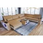 Schwarze Moderne Sofa Dreams U-förmige XXL Wohnlandschaften aus Leder mit Stauraum 