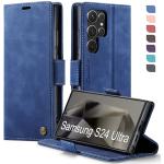 Blaue Samsung Galaxy S24 Ultra Hüllen Art: Flip Cases mit Bildern aus Leder klappbar 