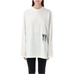 Reduzierte Weiße Langärmelige adidas Y-3 T-Shirts aus Baumwolle für Damen Größe L 