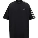 Schwarze Gestreifte Kurzärmelige adidas Y-3 Bio T-Shirts für Herren Größe L 