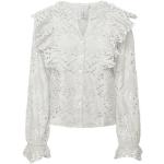 Reduzierte Weiße Kurzärmelige Y.A.S Stehkragen Festliche Blusen aus Baumwolle für Damen Größe L 