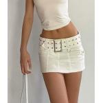Weiße Sexy Mini Jeans-Miniröcke aus Denim für Damen Größe L 