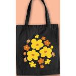Schwarze Blumenmuster Boho Einkaufstaschen & Shopping Bags aus Baumwolle klein 