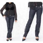 Silberne Y2K Slim Fit Jeans mit Knopf aus Denim für Damen 