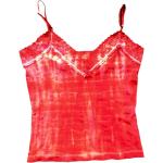 Rote Batik Vintage Tank-Tops Cropped für Damen Größe L für Festivals für den für den Sommer 