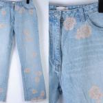 Blaue Bestickte Y2K Hüftjeans & Low Waist Jeans aus Denim für Damen für den für den Sommer 
