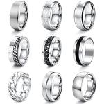 Reduzierte Silberne Knuckle Ringe matt aus Edelstahl für Herren 9-teilig zur Hochzeit 