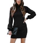 Schwarze Casual Langärmelige Mini Stehkragen Minikleider & kurze Kleider für Damen Größe S Weihnachten für den für den Winter 
