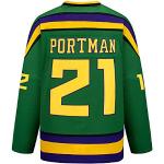 Yajun Dean Portman #21Mighty Ducks Film Eishockey Trikots Jersey NHL Herren Sweatshirts Atmungsaktiv T-Shirt Bekleidung,XL