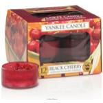 Schwarze Yankee Candle Black Cherry Teelichter mit Kirschenmotiv 12-teilig 