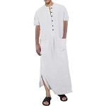 Weiße Unifarbene Kurzärmelige Maxi Bademäntel lang mit Knopf für Herren Größe XXL für den für den Sommer 