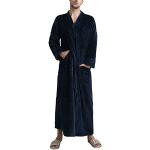 Marineblaue Langärmelige Maxi Bademäntel lang mit Reißverschluss aus Fleece für Damen Größe XL Große Größen für den für den Sommer 