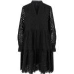 Schwarze Unifarbene Langärmelige Y.A.S Bio Mini V-Ausschnitt Stufenkleider mit Rüschen aus Polyester für Damen Größe XL für den für den Frühling 