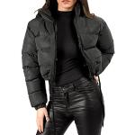 Schwarze Gesteppte Skater Mini Stehkragen Leichte Daunenjacken mit Reißverschluss maschinenwaschbar für Damen Größe M für Partys für den für den Winter 