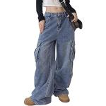 Blaue Gothic Baggy Jeans & Loose Fit Jeans mit Reißverschluss aus Denim für Damen Größe S 
