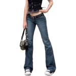 Hellblaue Gothic Hüftjeans & Low Waist Jeans mit Reißverschluss aus Denim für Damen Größe S 