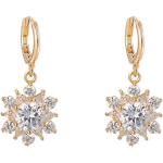 YAZILIND Frauen-elegantes Gold 18K überzog Blumen-weiße Zirkonia-Kristallband Dangel Ohrringe