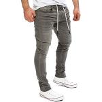 Graue Hip Hop Slim Fit Jeans aus Baumwolle für Herren Weite 30 