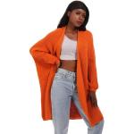 Orange Unifarbene Oversize YC Fashion & Style Rundhals-Ausschnitt Grobstrickjacken ohne Kragen für Damen Einheitsgröße für den für den Herbst 