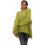 Limettengrüne Unifarbene Oversize Langärmelige YC Fashion & Style Rundhals-Ausschnitt Grobstrickpullover mit Kapuze für Damen Einheitsgröße Tall 