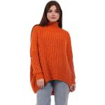 Orange Unifarbene Oversize Langärmelige YC Fashion & Style Rundhals-Ausschnitt Grobstrickpullover mit Kapuze für Damen Einheitsgröße Tall 