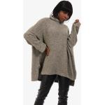 Khakifarbene Unifarbene Oversize Langärmelige YC Fashion & Style Rundhals-Ausschnitt Strickpullover mit Kapuze für Damen Einheitsgröße für den für den Herbst 