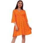 Orange Bestickte 3/4-ärmelige YC Fashion & Style Mini V-Ausschnitt Taillierte Kleider mit Volants aus Jersey enganliegend für Damen Einheitsgröße für Partys 