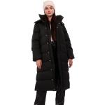 Schwarze Gesteppte Oversize Winddichte YC Fashion & Style Maxi Stehkragen Damensteppmäntel & Damenpuffercoats mit Reißverschluss aus Polyester mit Kapuze für den für den Winter 